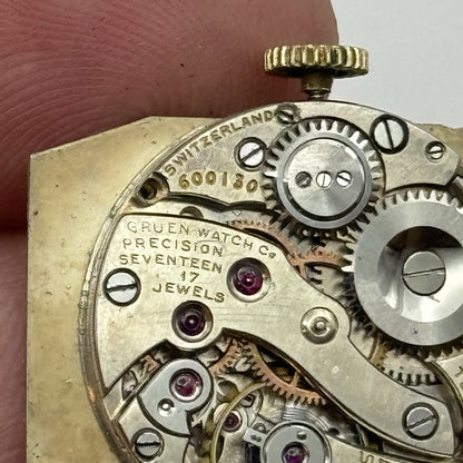 24mm RUNNING Gruen Precision 115 Curved Art Deco Tank Watch Vintage TO RESTORE