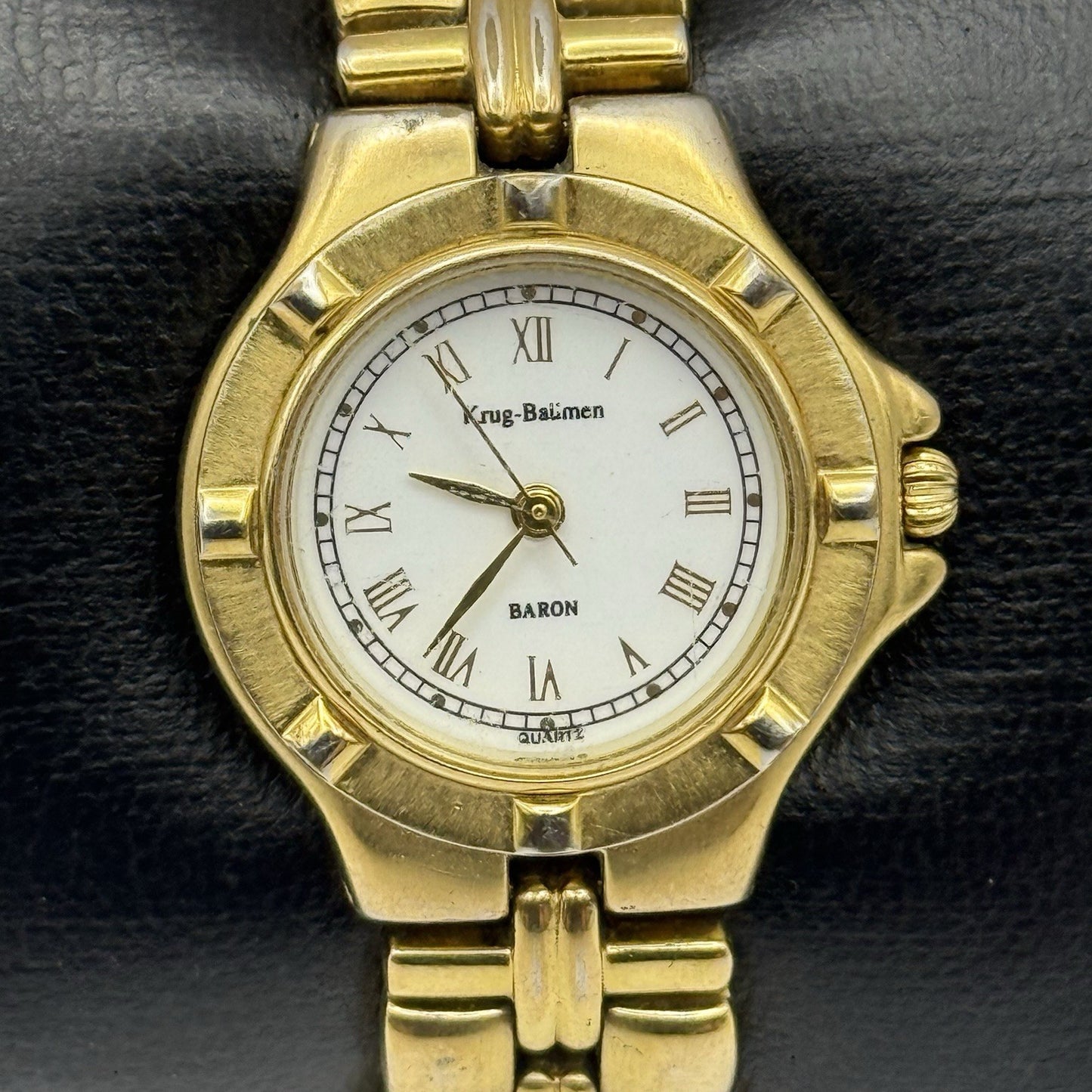 28mm Working Ladies Krug Baumen Baron 4959KL Gold Plated Quartz Watch 5.7 Inches