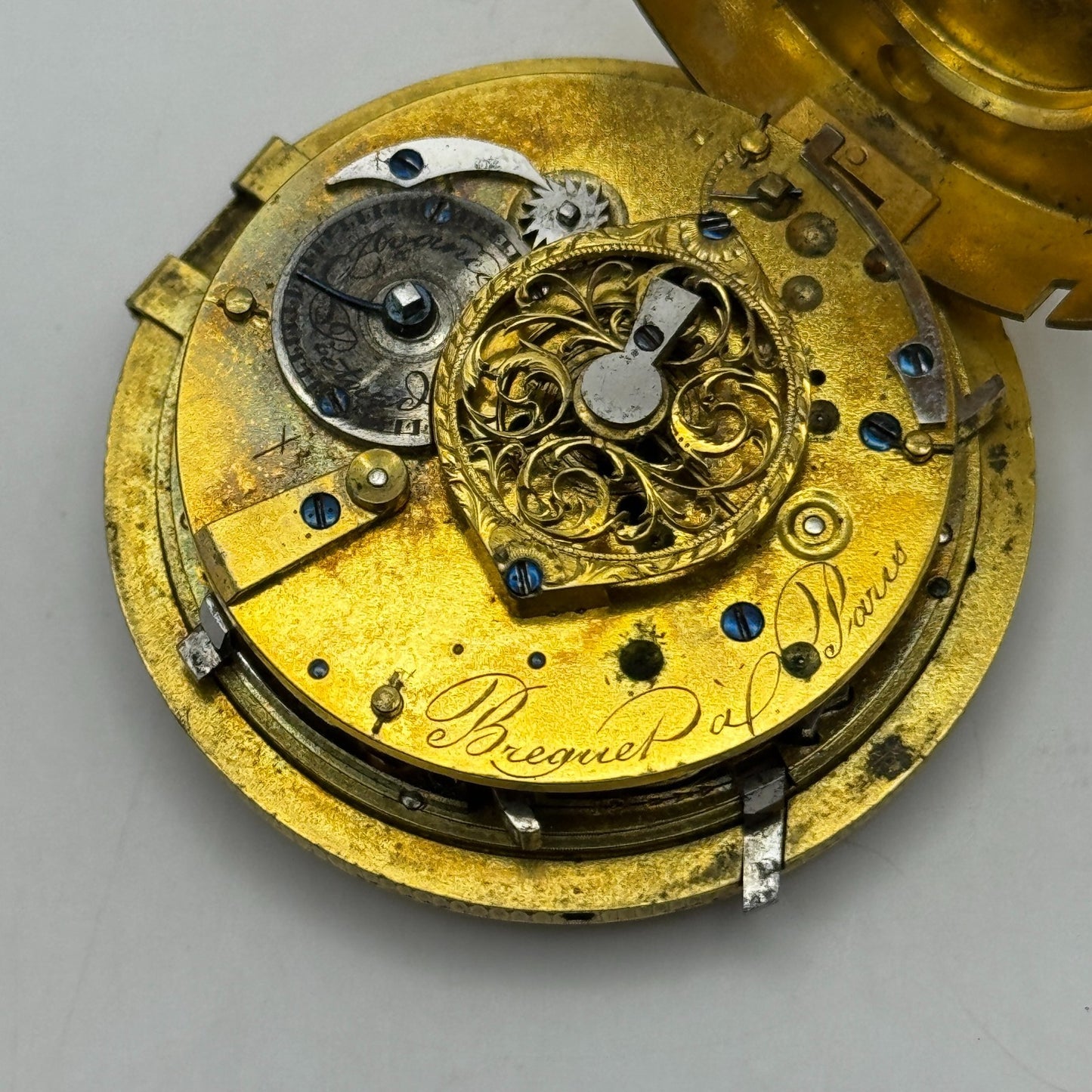 Complication French Pocket Watch Movement Signed A Paris Antique Parts / Repair