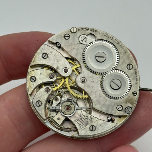 41.5mm Antique Grosvenor Open Face Sub Seconds Swiss Pocket Watch Movement PARTS