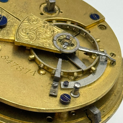 44.6mm Antique John Wilson Ossett Key Wound Pocket Watch Movement PARTS REPAIR