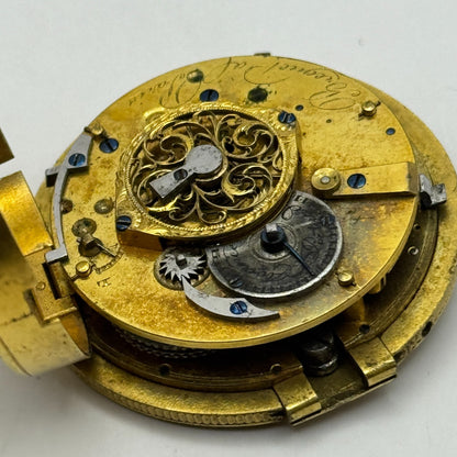 Complication French Pocket Watch Movement Signed A Paris Antique Parts / Repair