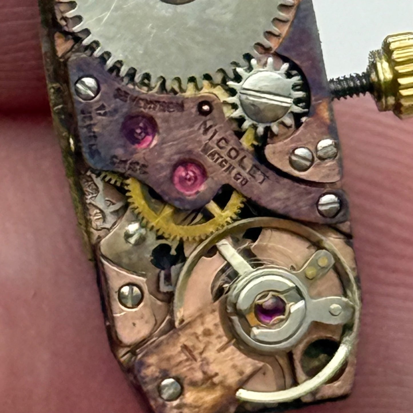 9mm  Vintage Bulova Ladies Baguette Tank Nicolet Swiss Watch Movement FOR PARTS