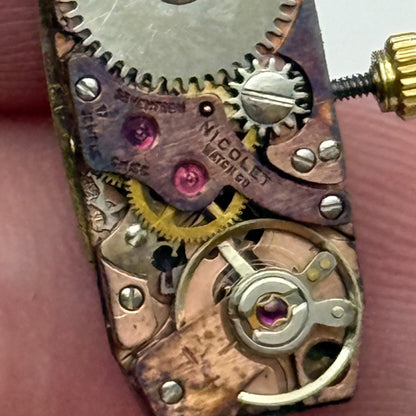 9mm  Vintage Bulova Ladies Baguette Tank Nicolet Swiss Watch Movement FOR PARTS