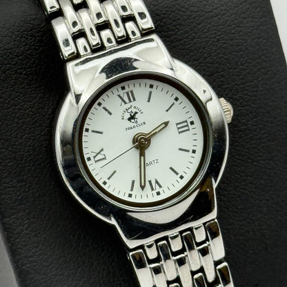 Beverly Hills Polo Club Ladies Quartz Watch Silver Tone Bracelet Working 23mm