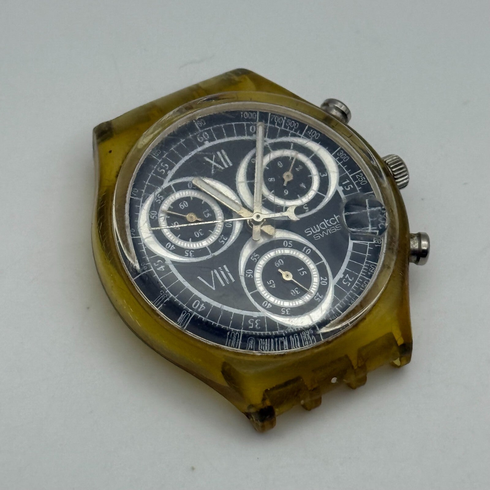 37.4mm Vintage 1996 Swatch Shiny Start SCK407 Chronograph Watch UNTESTED PARTS