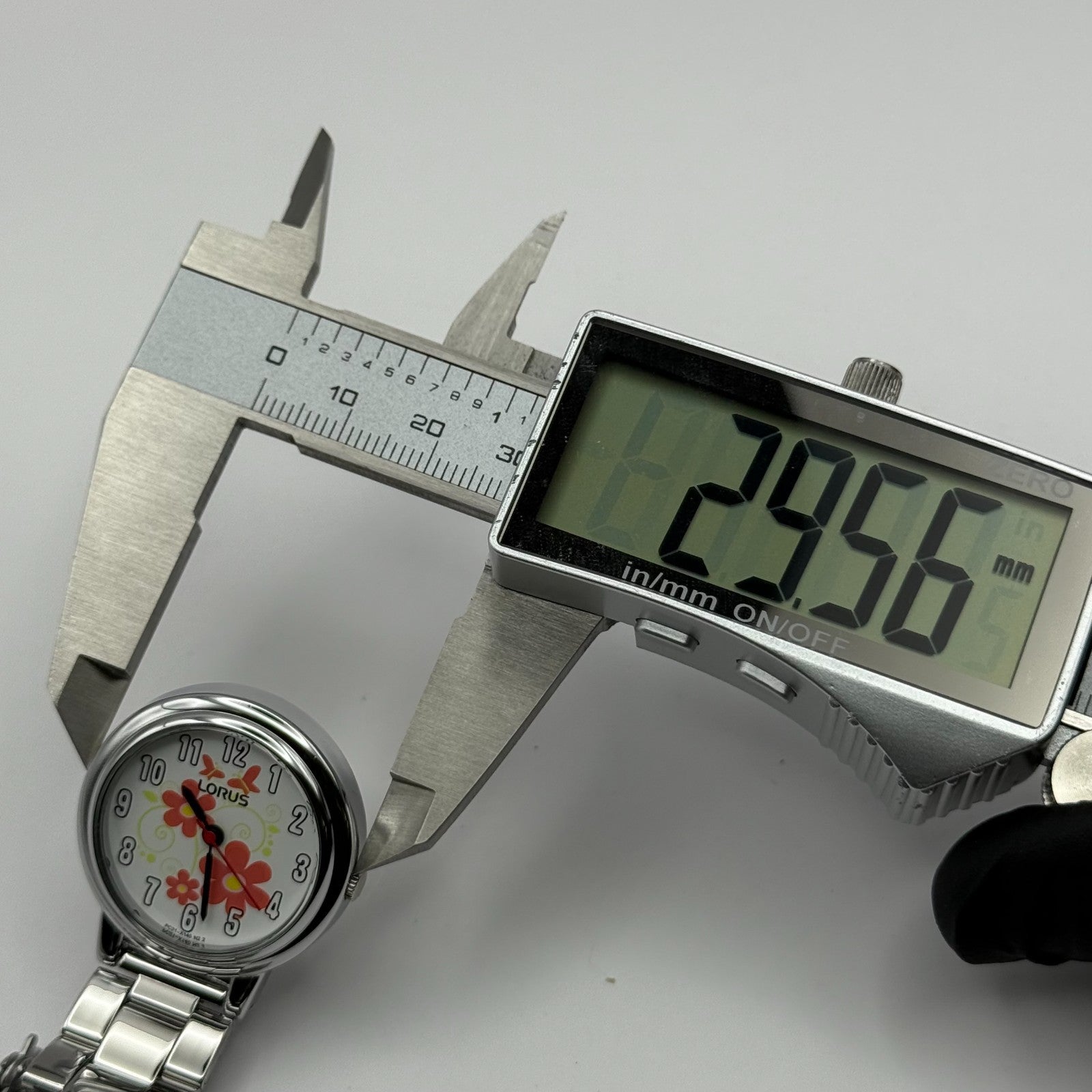 Lorus Ladies Quartz Fob Nurse Watch Floral Dial Steel Japan Working 29mm