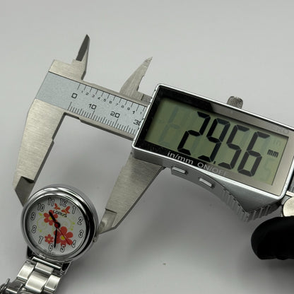 Lorus Ladies Quartz Fob Nurse Watch Floral Dial Steel Japan Working 29mm