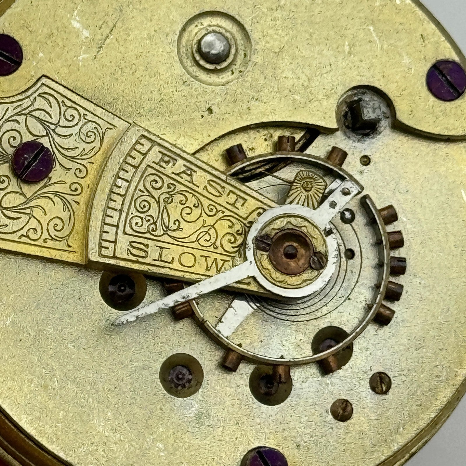 45.6mm Antique Lucerne E Swiss Key Wound Pocket Watch Movement PARTS REPAIR