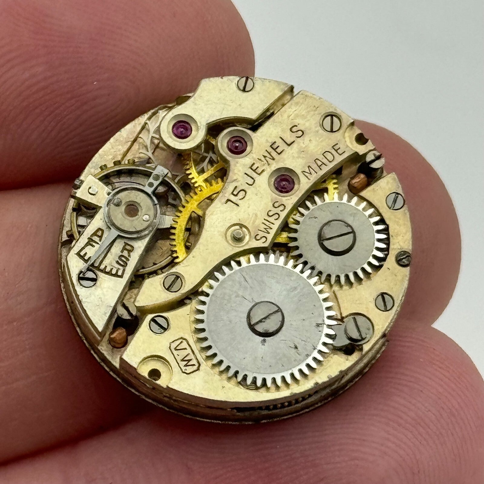 23.6mm Vertex V.W Marksman Manual Wind Swiss Made 15 Jewels Watch Movement PARTS