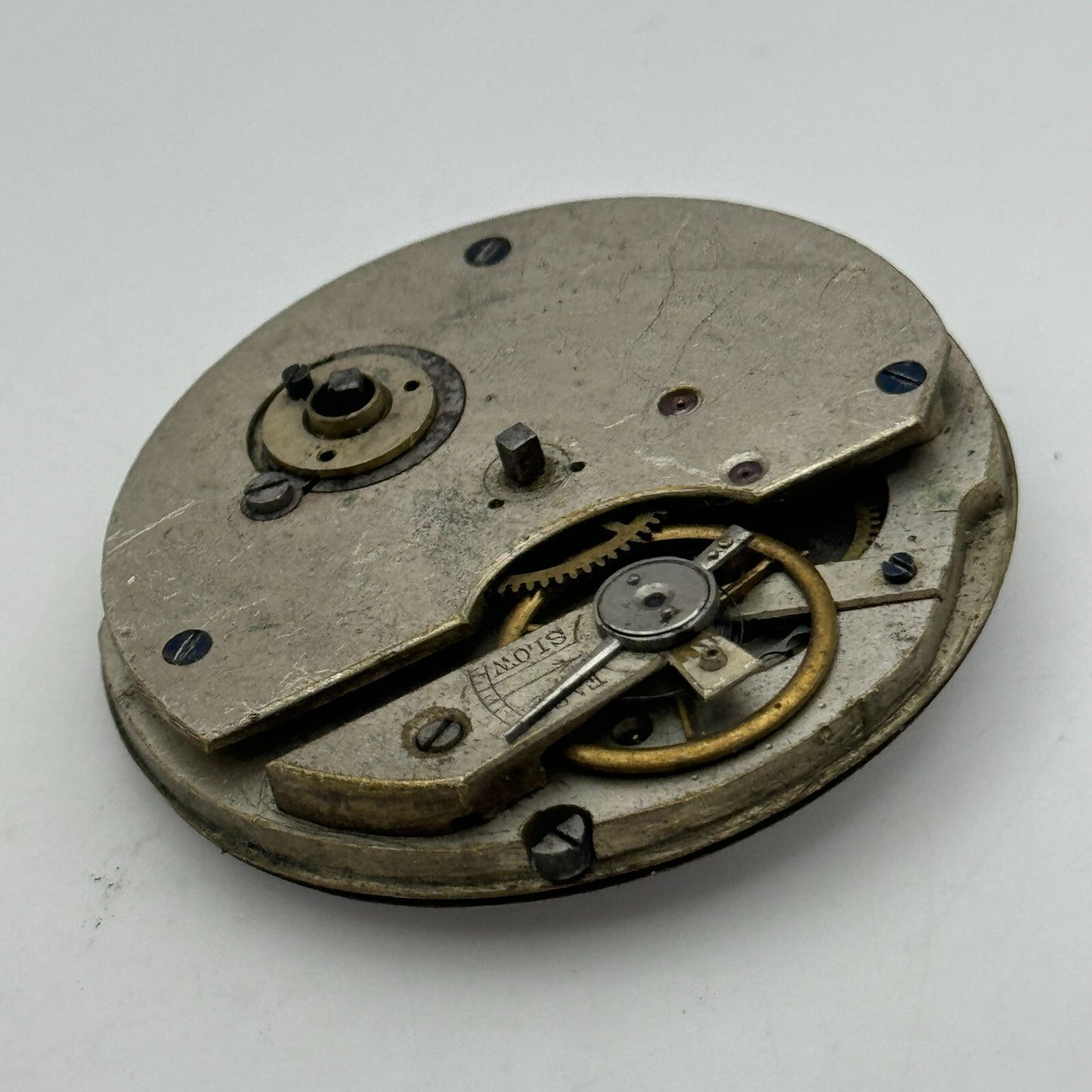 47.5mm Antique Key Wound Roman Numerals Pocket Watch Movement Dial PARTS REPAIR