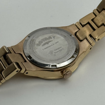 28mm Working Ladies Rotary LB3907 Dolphin Standard Rose Gold Tone Quartz Watch