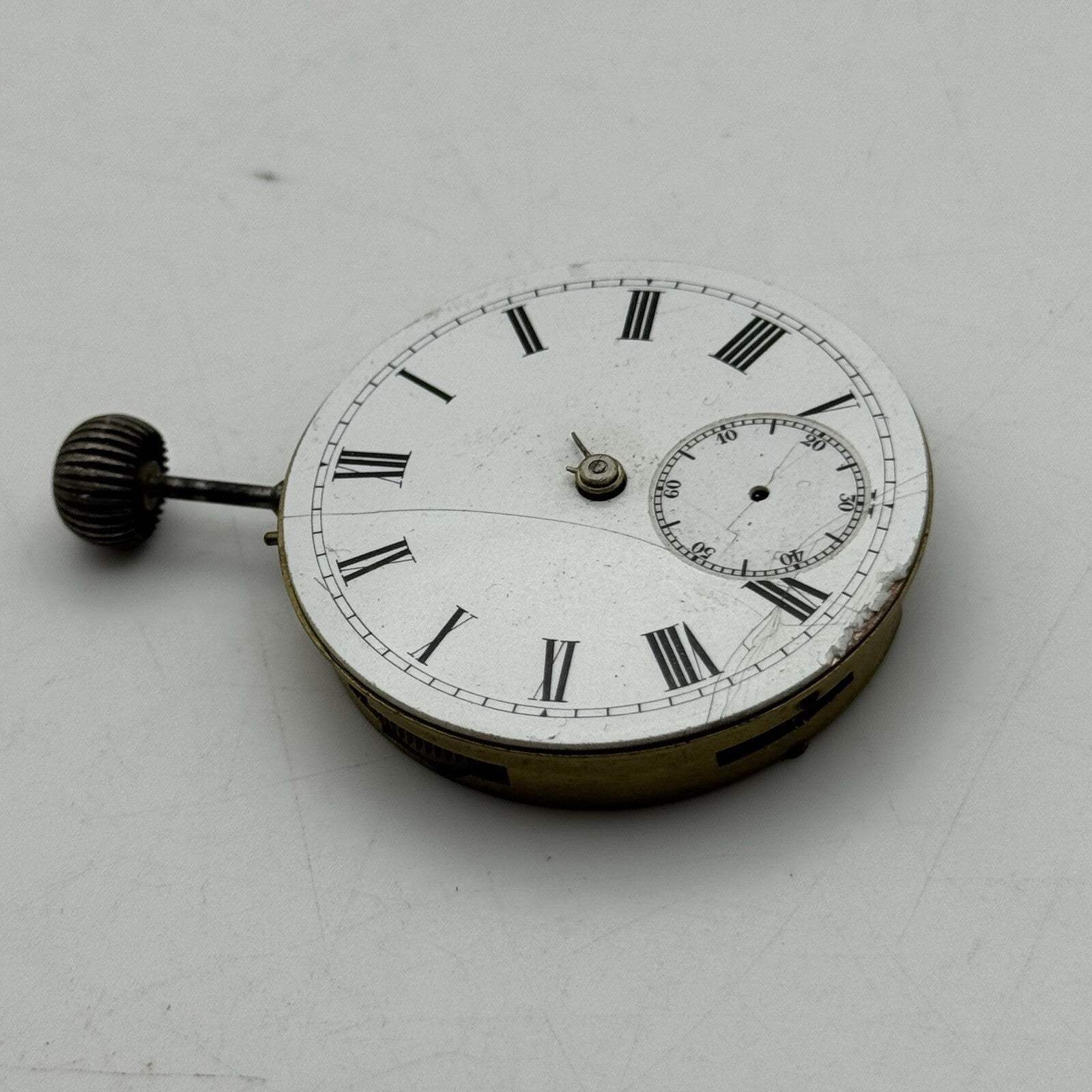 44.7m Warranted English Lever Top Wind Pocket Watch Movement Dial FOR PARTS