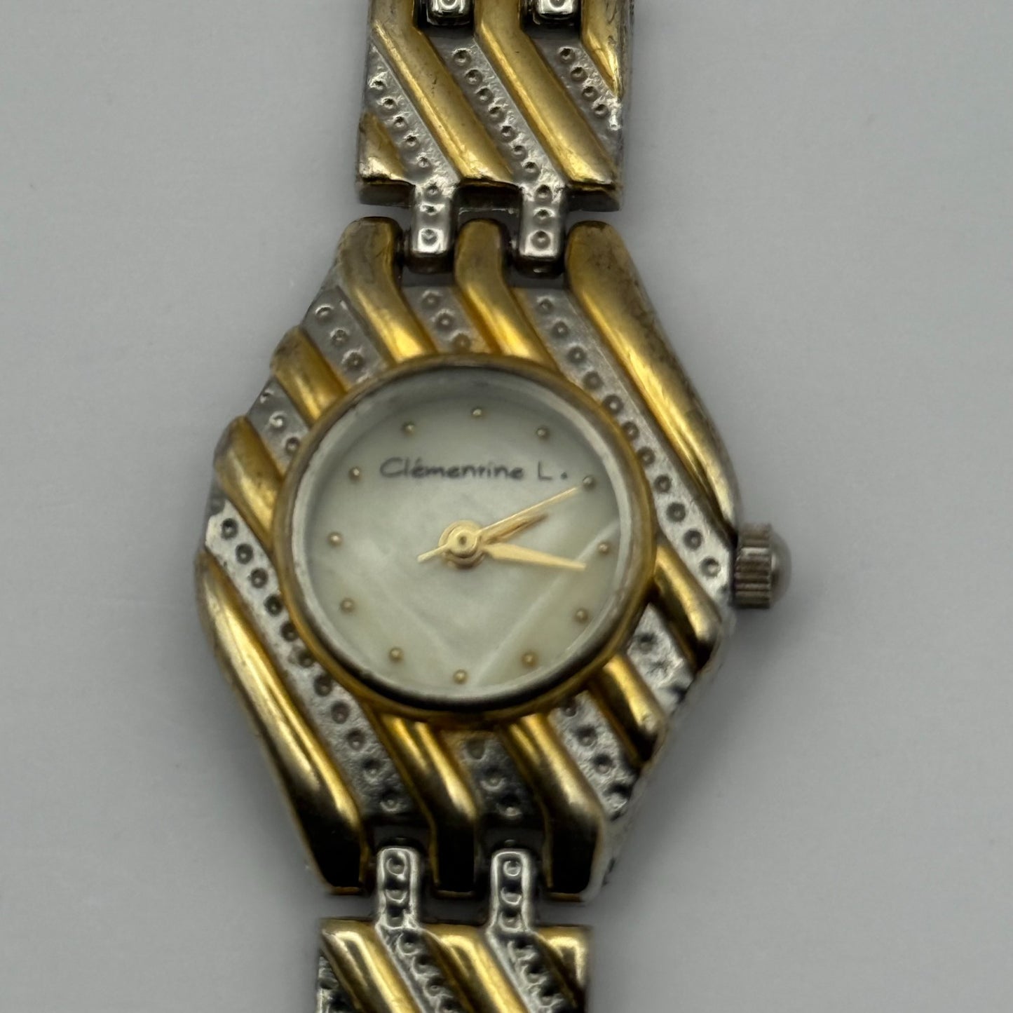 Clementine L. Ladies Quartz Watch MOP Dial Two Tone Bracelet Working 22mn