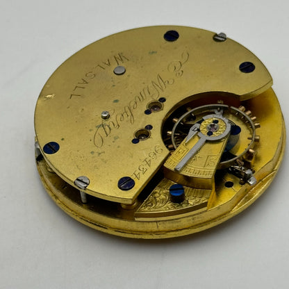 47.3mm Antique E Wineberg Walsall Pocket Watch Movement PARTS REPAIR SPARES