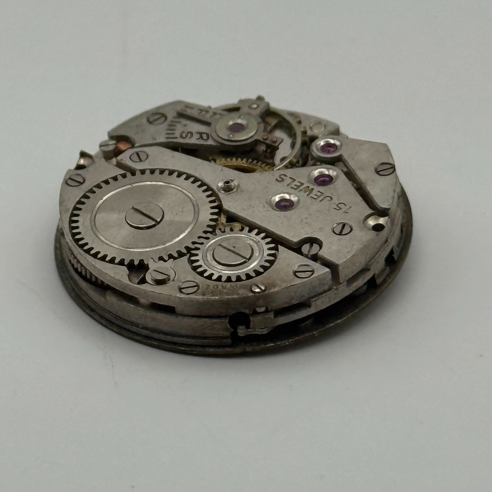 John Elkan Ltd London Watch Movement Manual Wind Vintage 15 Jewels Parts 24.4mm