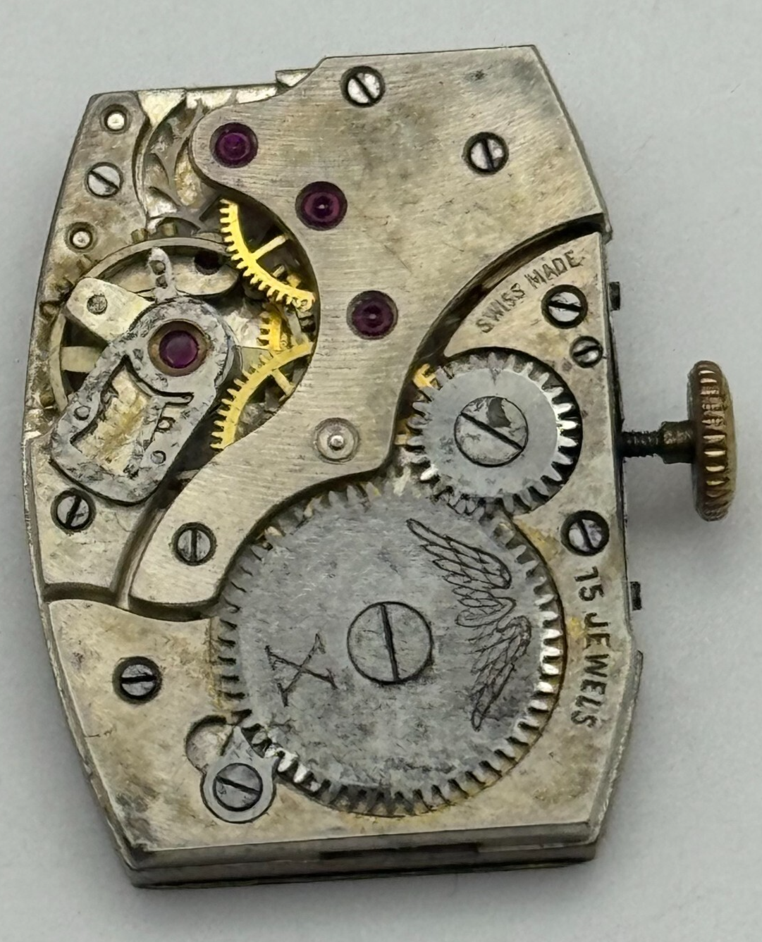 19.2mm Rotary Peseux Tank Watch Movement 15 Jewels Manual Wind 1930s Swiss PARTS