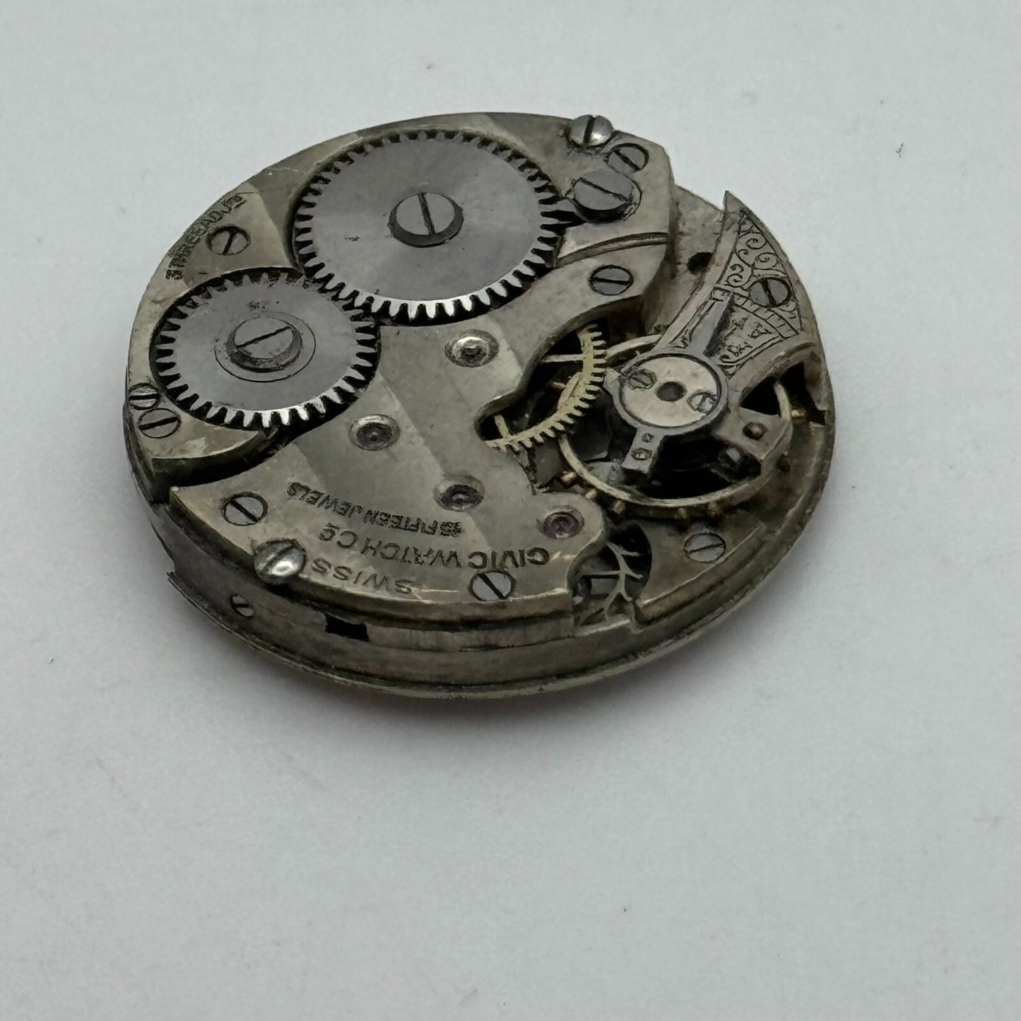 25.3mm Civic Watch Co Mens Trench Watch Movement Manual Wind Vintage Swiss PARTS
