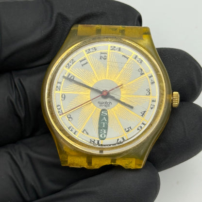 33mm Vintage 1992 Swatch GK707 Day Date Watch UNTESTED PARTS REPAIR