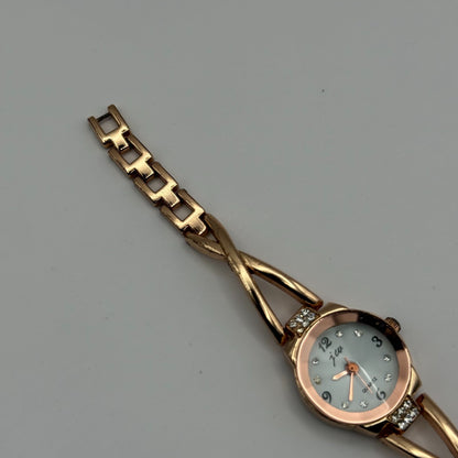 JW Ladies Quartz Watch Rose Gold Crystal Accents Working 21mm 5.25 Inches