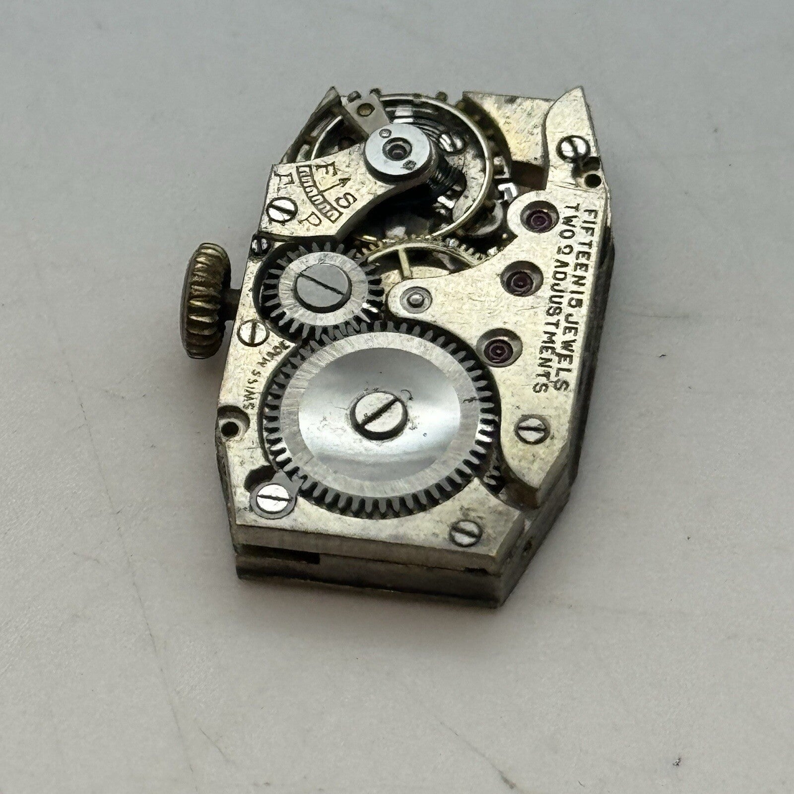 15.1mm Running Art Deco Tank Watch Movement Dial Hands Restoration Repair Parts