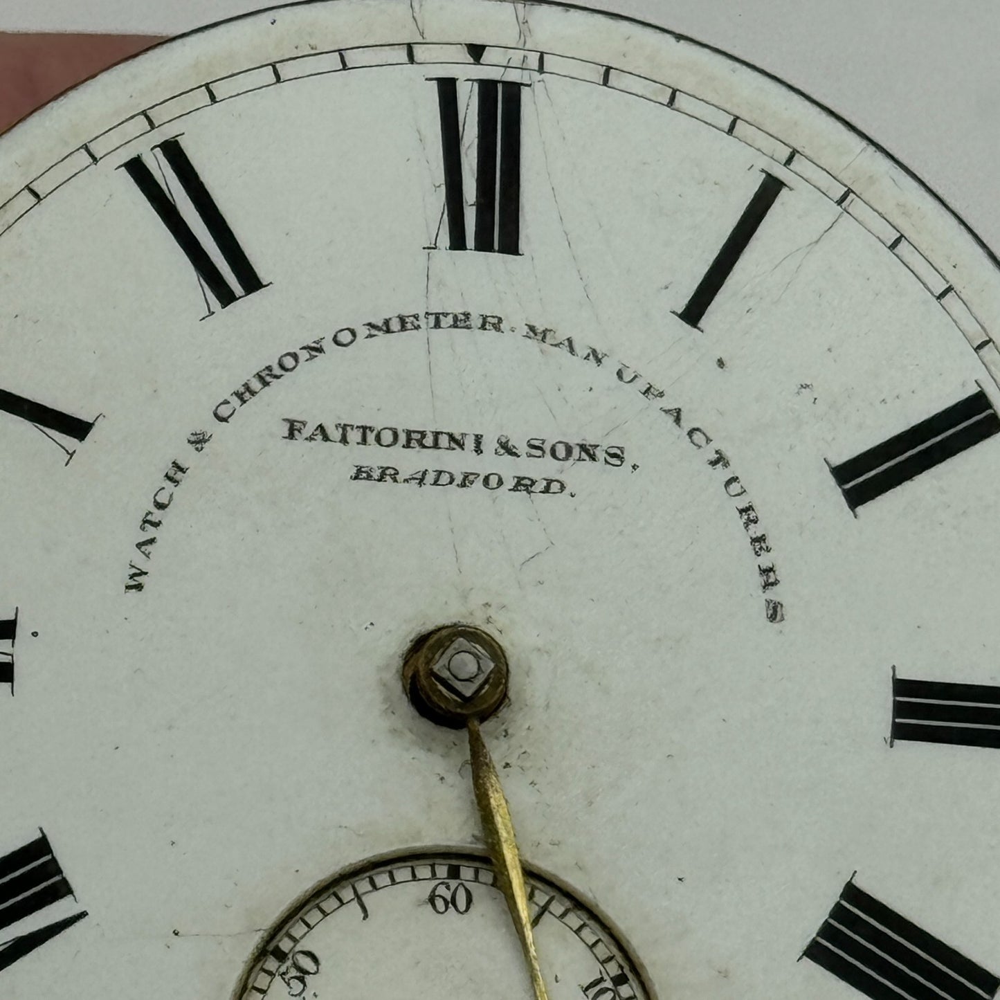 46.5mm Fattoroni & Sons Bradford Chronometer Makers Pocket Watch Movement PARTS