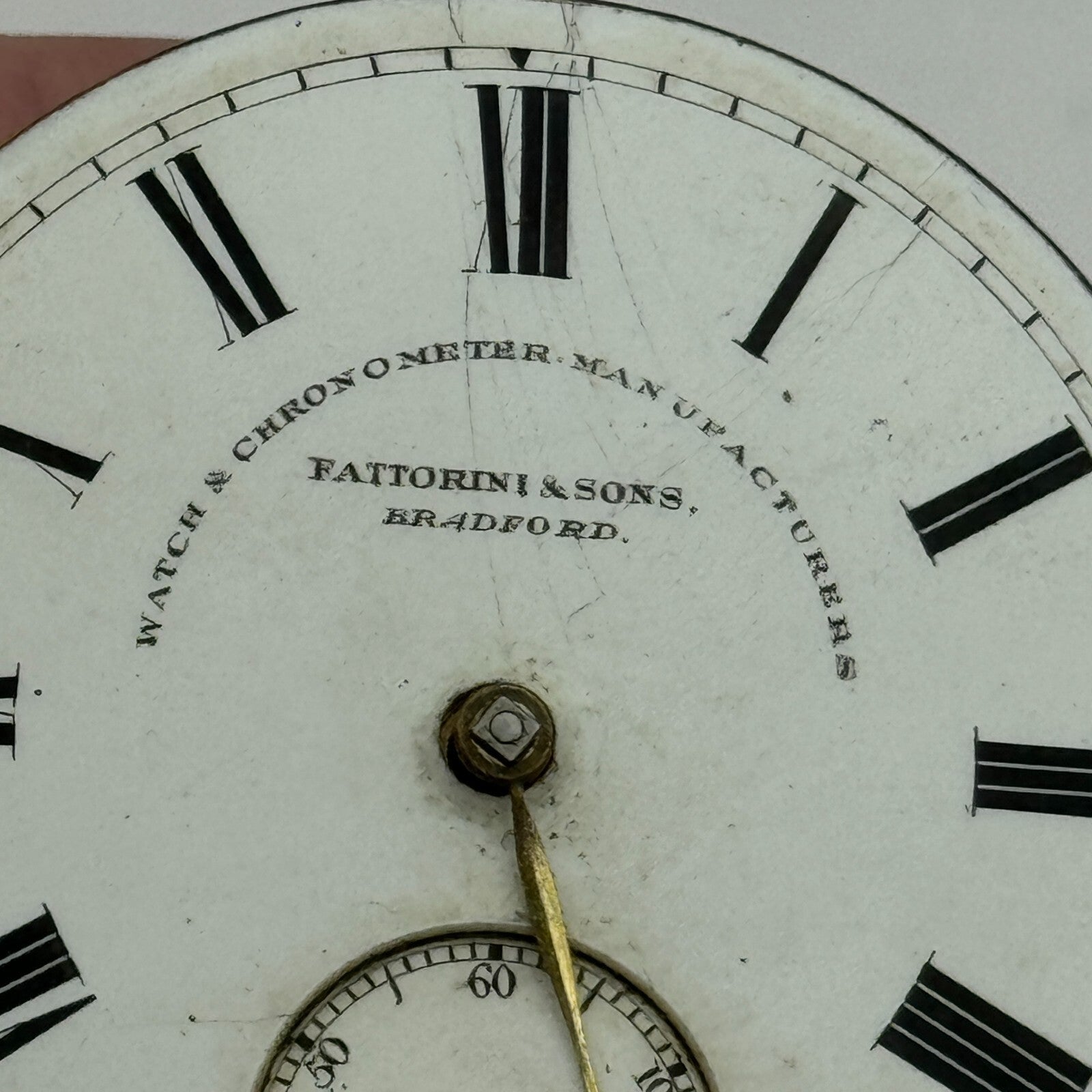 46.5mm Fattoroni & Sons Bradford Chronometer Makers Pocket Watch Movement PARTS