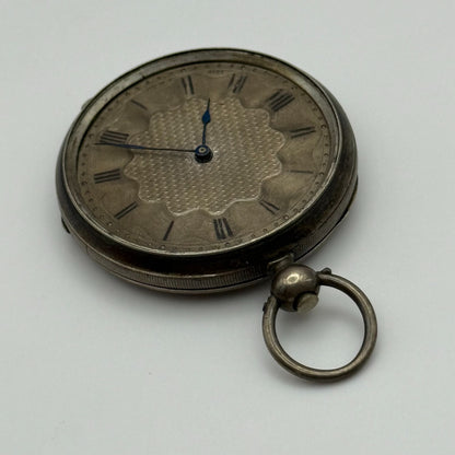 42mm Antique Argent Silver Cylinder Escapement Pocket Watch PARTS REPAIR