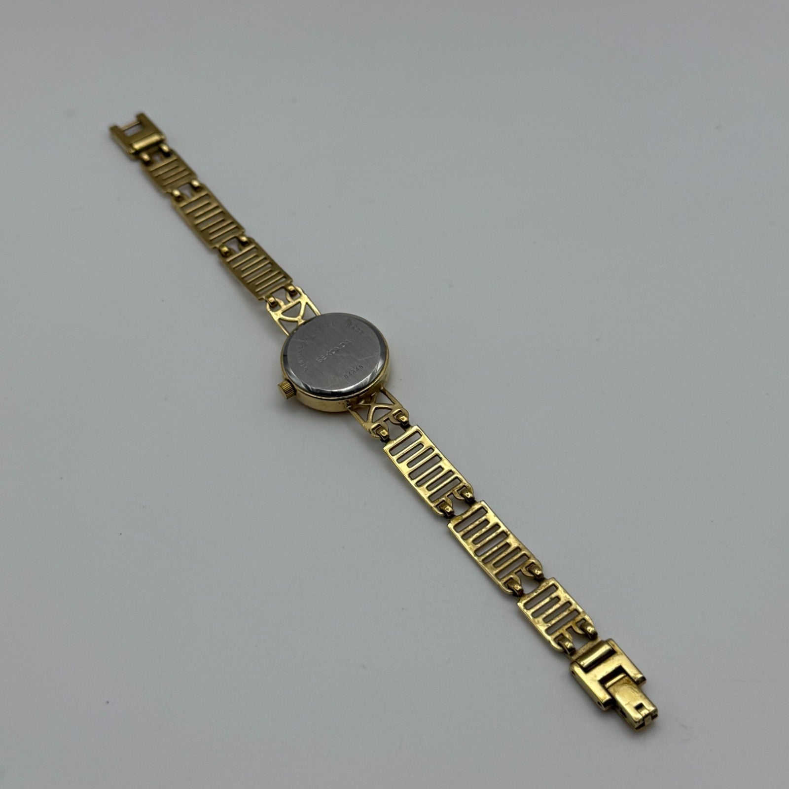 22mm Working Ladies Sekonda Gold Tone Panel Bracelet Quartz Watch 6 Inches