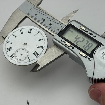 42.7mm Antique Key Wound Balance Intact Pocket Watch Movement Dial Hands PARTS