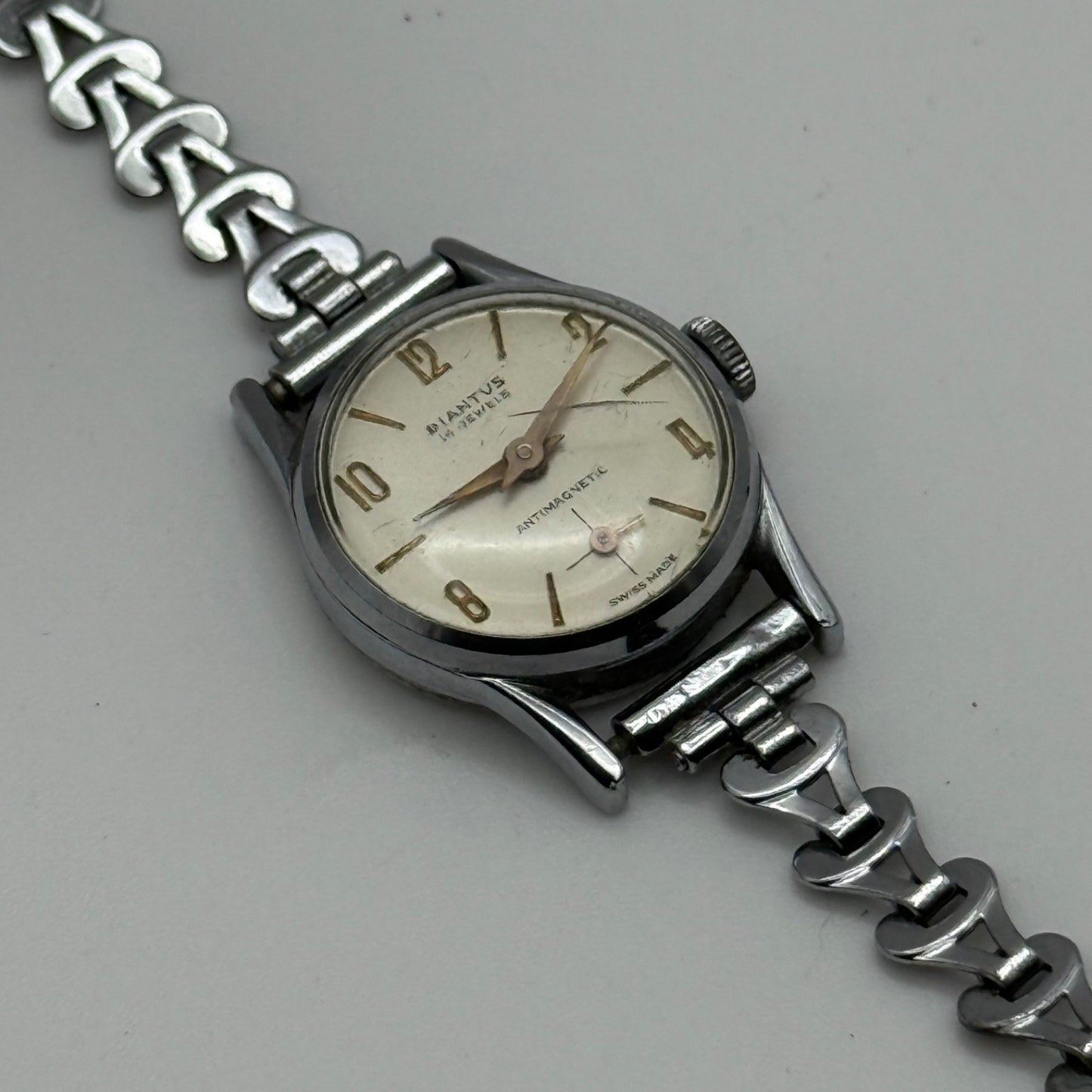 21mm Vintage Diantus 15 Jewels Sub Seconds Swiss Manual Wind Watch PARTS REPAIR