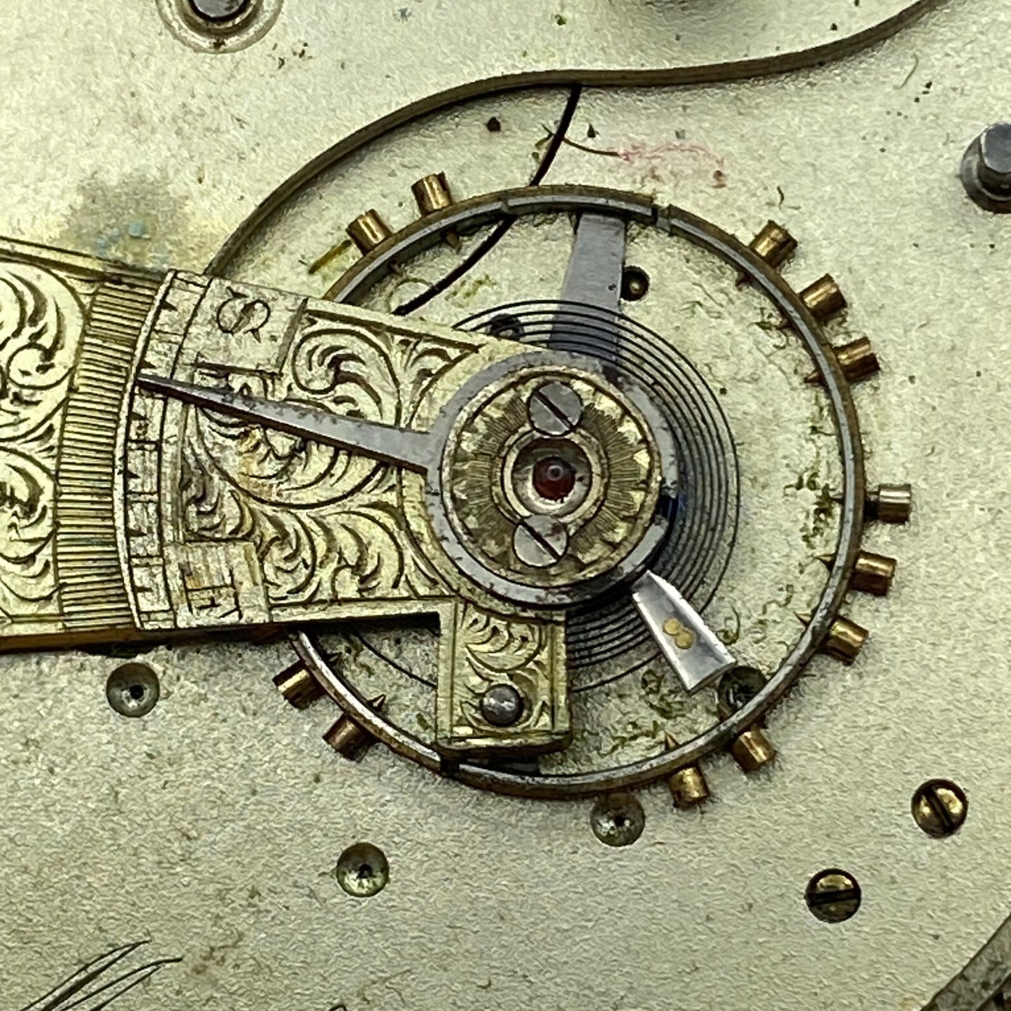 46.9mm Antique H Samuel Manchester Key Wound Swiss Pocket Watch Movement PARTS