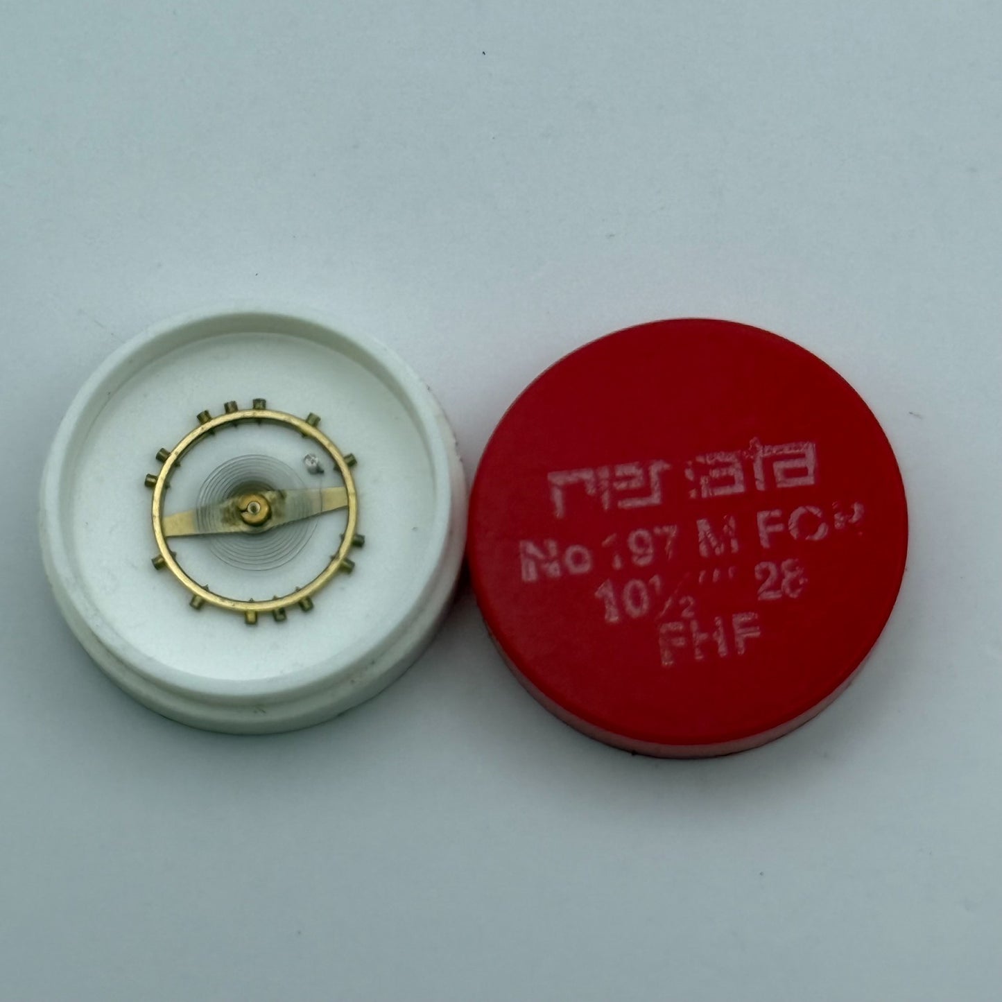 FHF 28 Balance Wheel Complete And Spring  10½’’’ 197 M Watch Movement Parts NOS