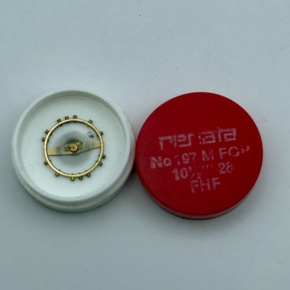 FHF 28 Balance Wheel Complete And Spring  10½’’’ 197 M Watch Movement Parts NOS