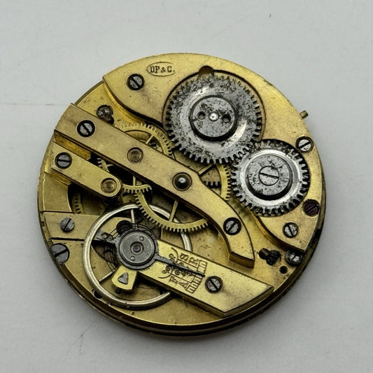 41.2mm Manual Wind D F & C Cylinder Pocket Watch Movement Dial FOR PARTS