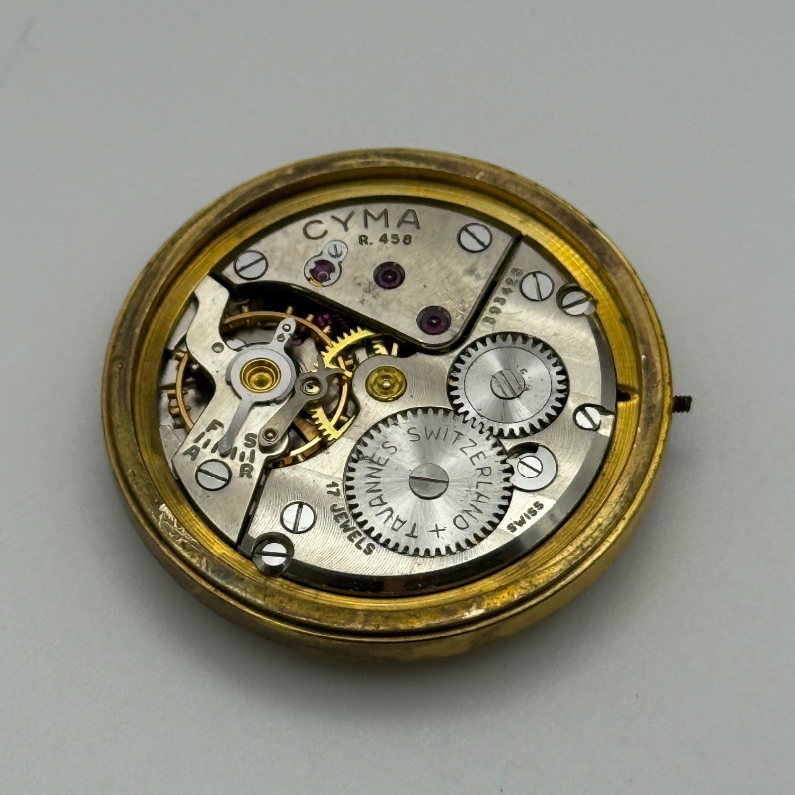 Cyma R.458 Watch Movement Manual Wind Men's Vintage Swiss Parts Repair 28.3mm