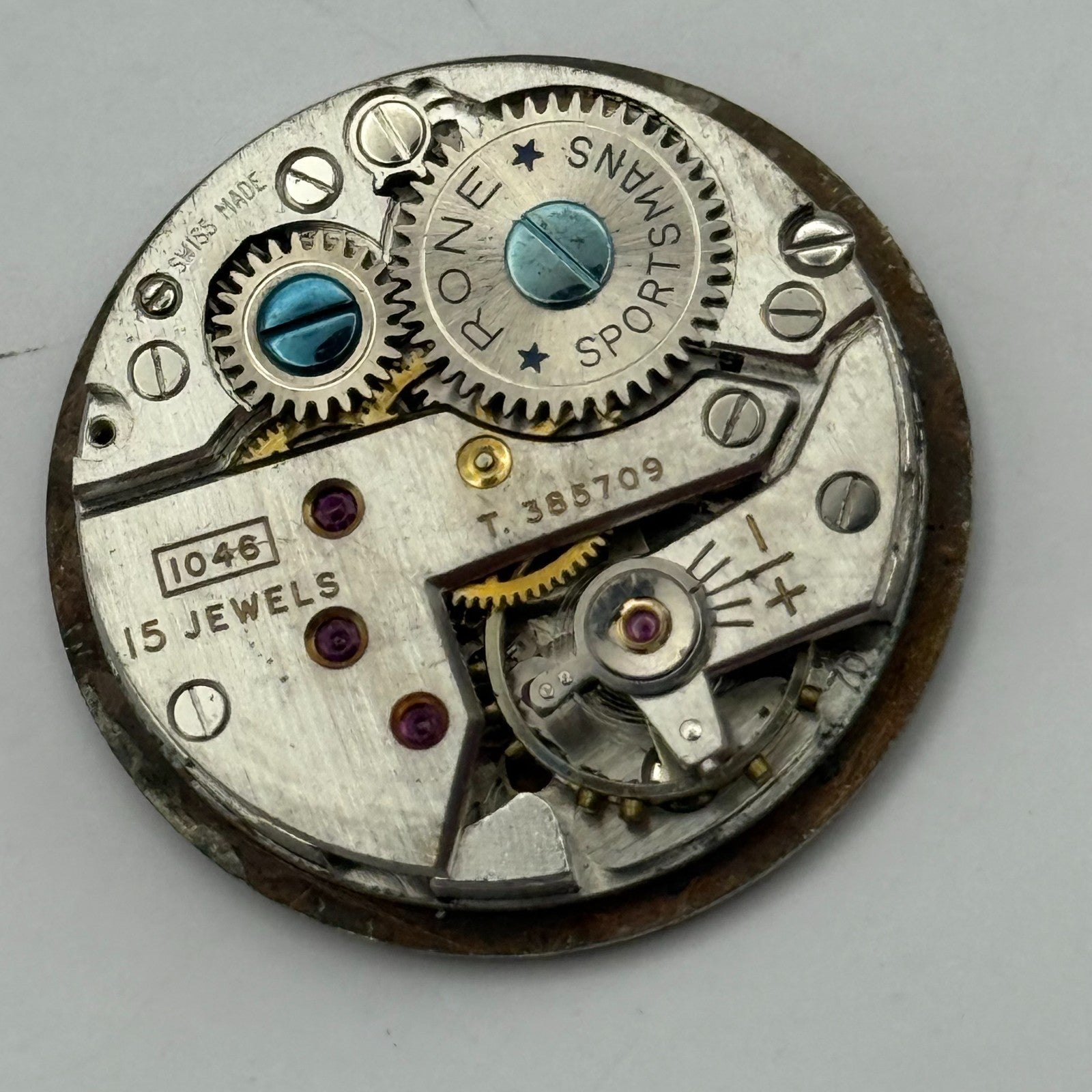 FHF 70 Rone Sportsmans 1046 Watch Movement Manual Wind Vintage Parts 23.5mm