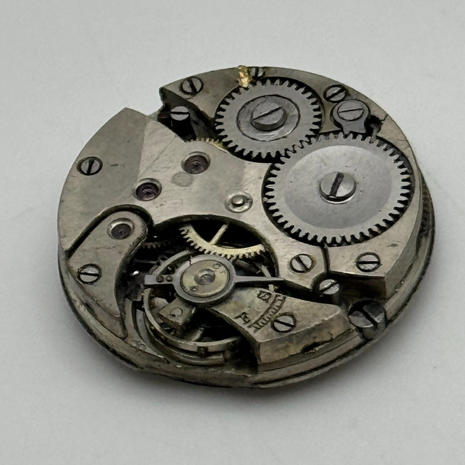 24.1mm Unidentified Manual Wind Trench Watch Movement Dial Hands Vintage PARTS