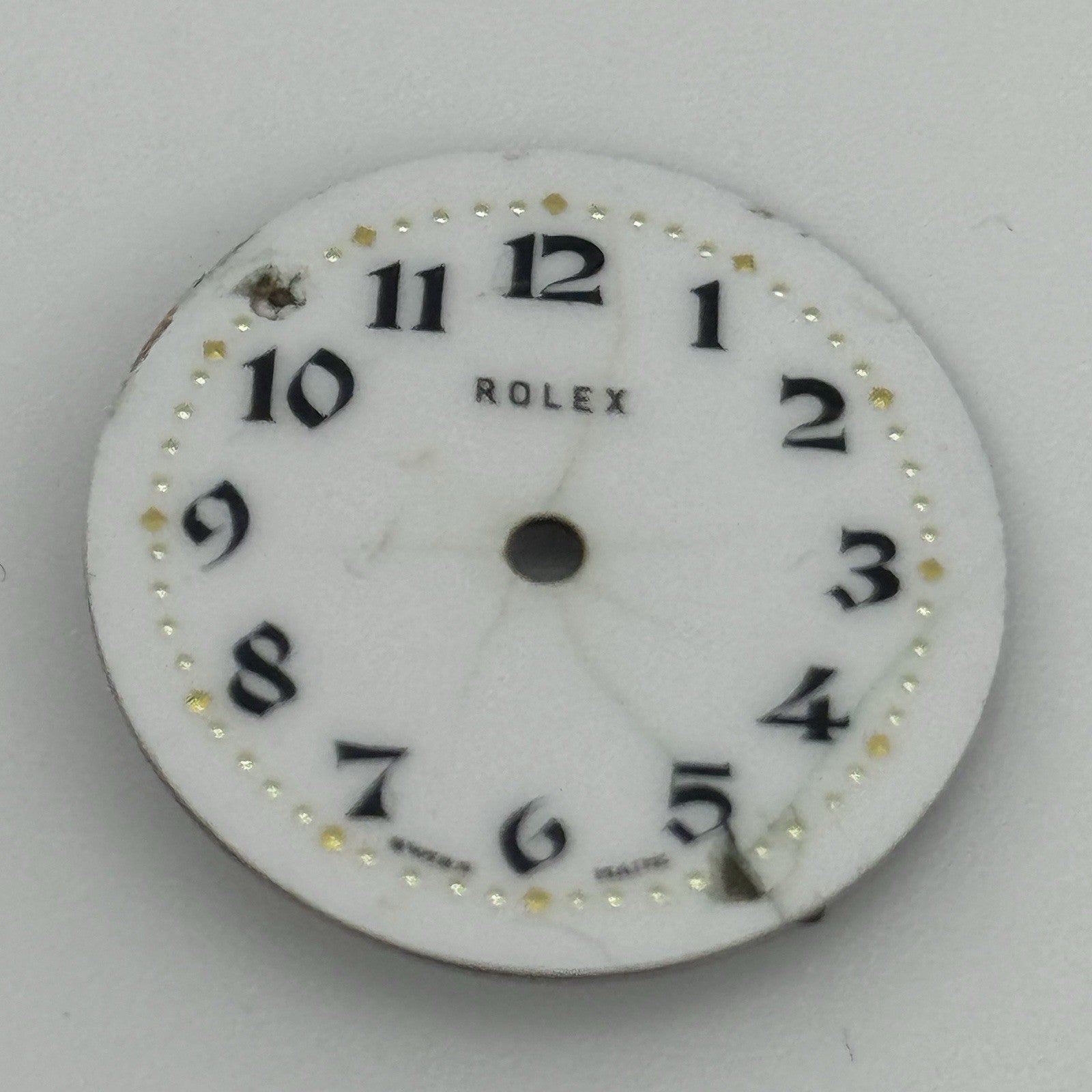 21.8mm Rare Antique Rolex Swiss Porcelain Watch Dial TO RESTORE PARTS REPAIR
