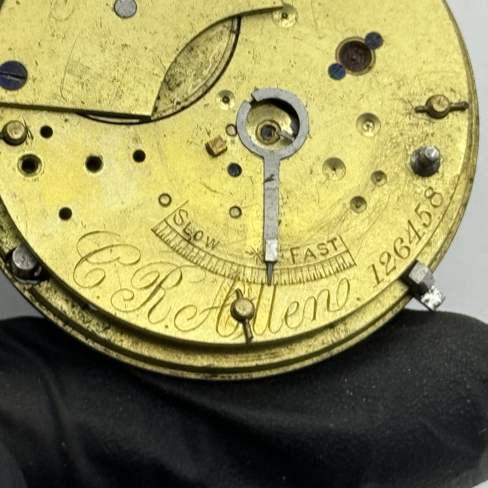 41.2mm Antique C R Allen Partial Pocket Watch Movement FOR PARTS Repair