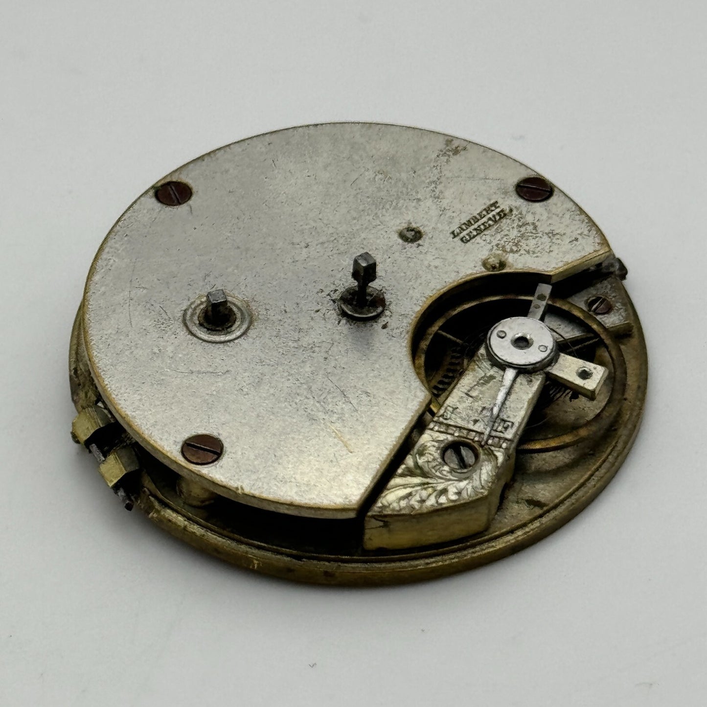 40.7mm Antique Lambert Geneve Balance Intact Key Wound Pocket Watch Movement