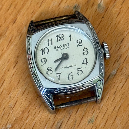 20mm Vintage Salvest 15J Cattin C64 .C Art Deco Case Manual Wind Watch PARTS