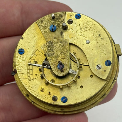 46.6mm Richard Grunert Beverley Antique Key Wound Pocket Watch Movement PARTS