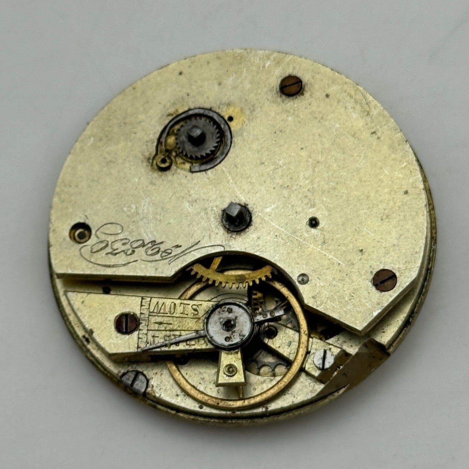 45.5mm Antique Unidentified Key Wound Pocket Watch Movement PARTS REPAIR SPARES