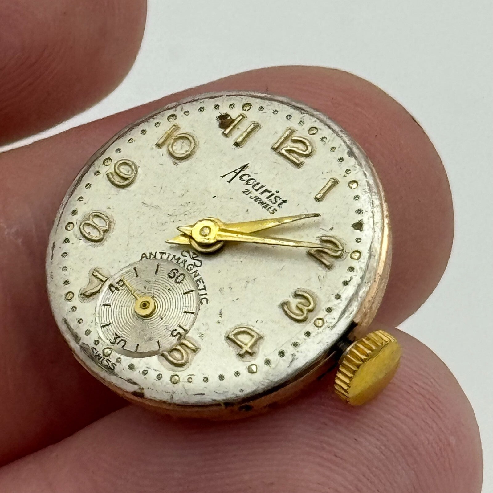 19.7mm Accurist AS A Schild 1156 Manual Wind 21 Jewel Watch Movement PARTS SPARE