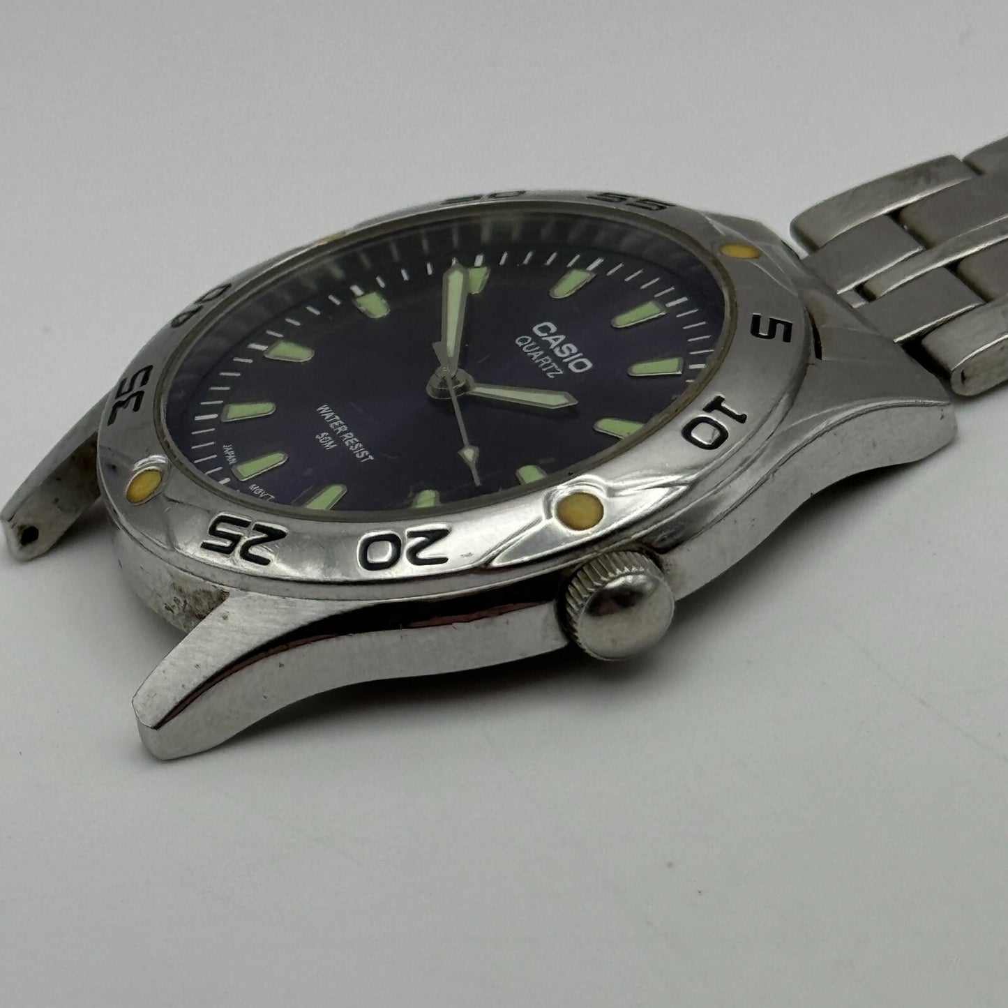 40mm Men’s Working Casio MTP-1243 Water Resist 50M Purple Dial Watch New Battery