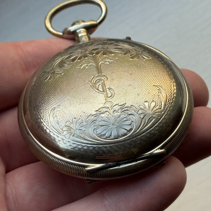 Oris Ottoman Pocket Watch Antique Pin Set Full Hunter To Repair Rare 54mm