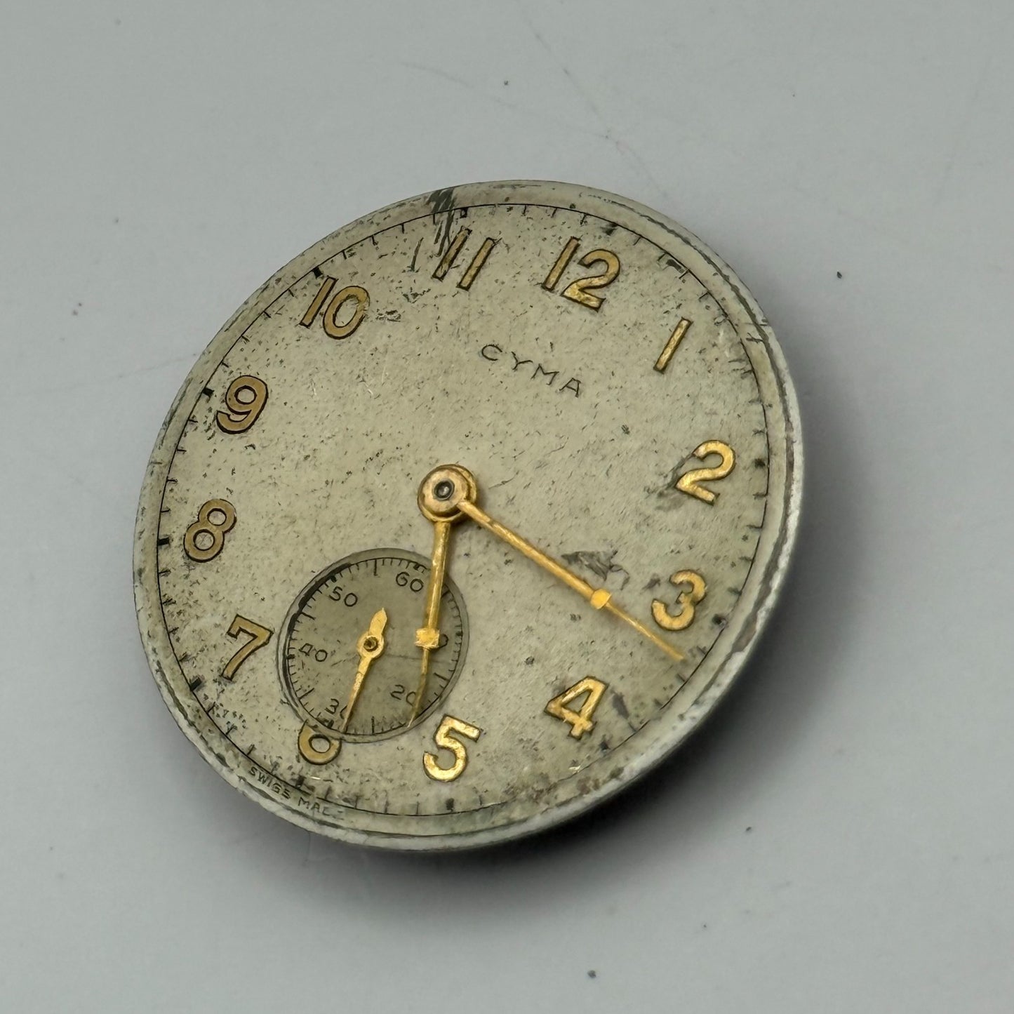 Cyma 162 Watch Movement Manual Wind Vintage Swiss 15 Jewels Parts Repair 23.5mm