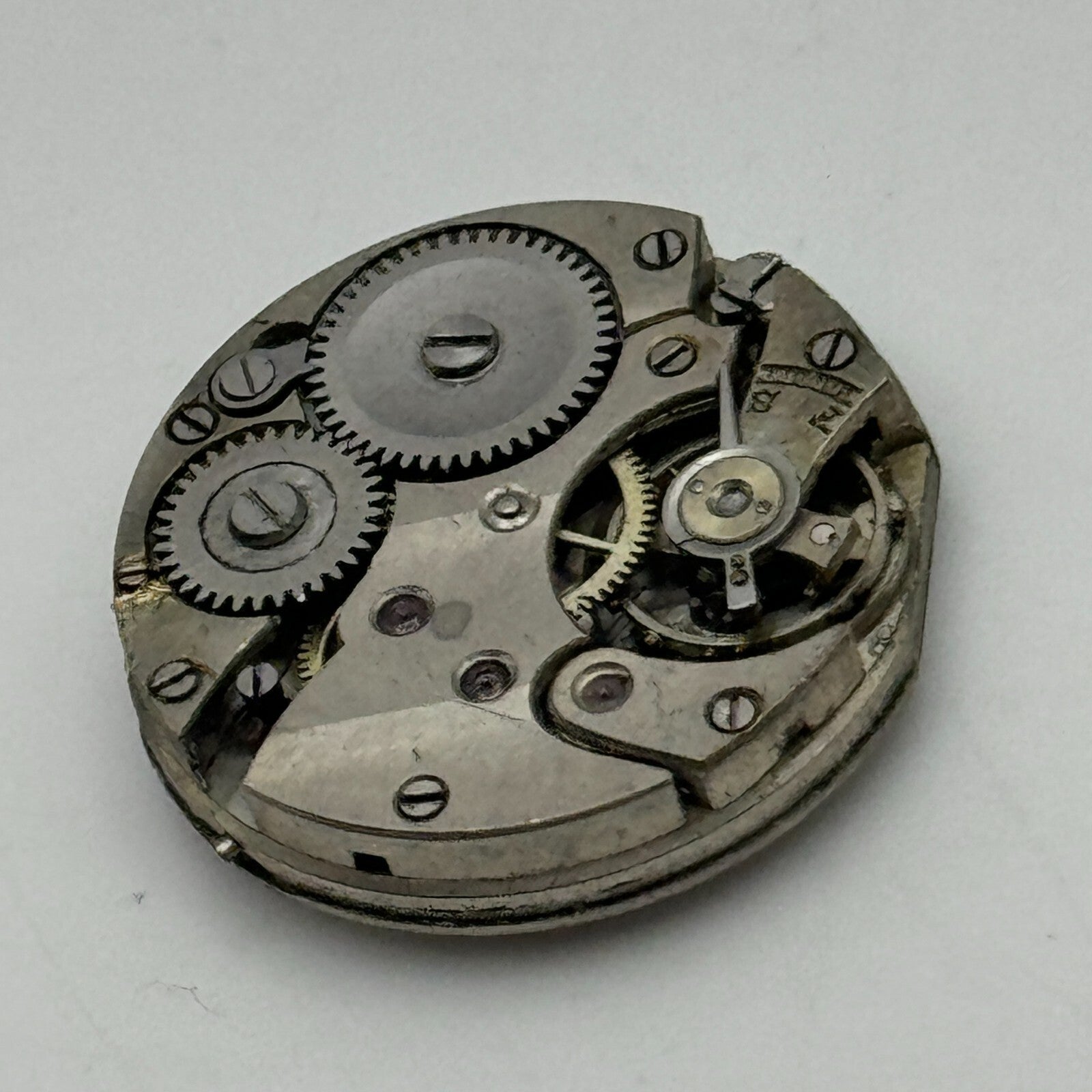 24.1mm Unidentified Manual Wind Trench Watch Movement Dial Hands Vintage PARTS