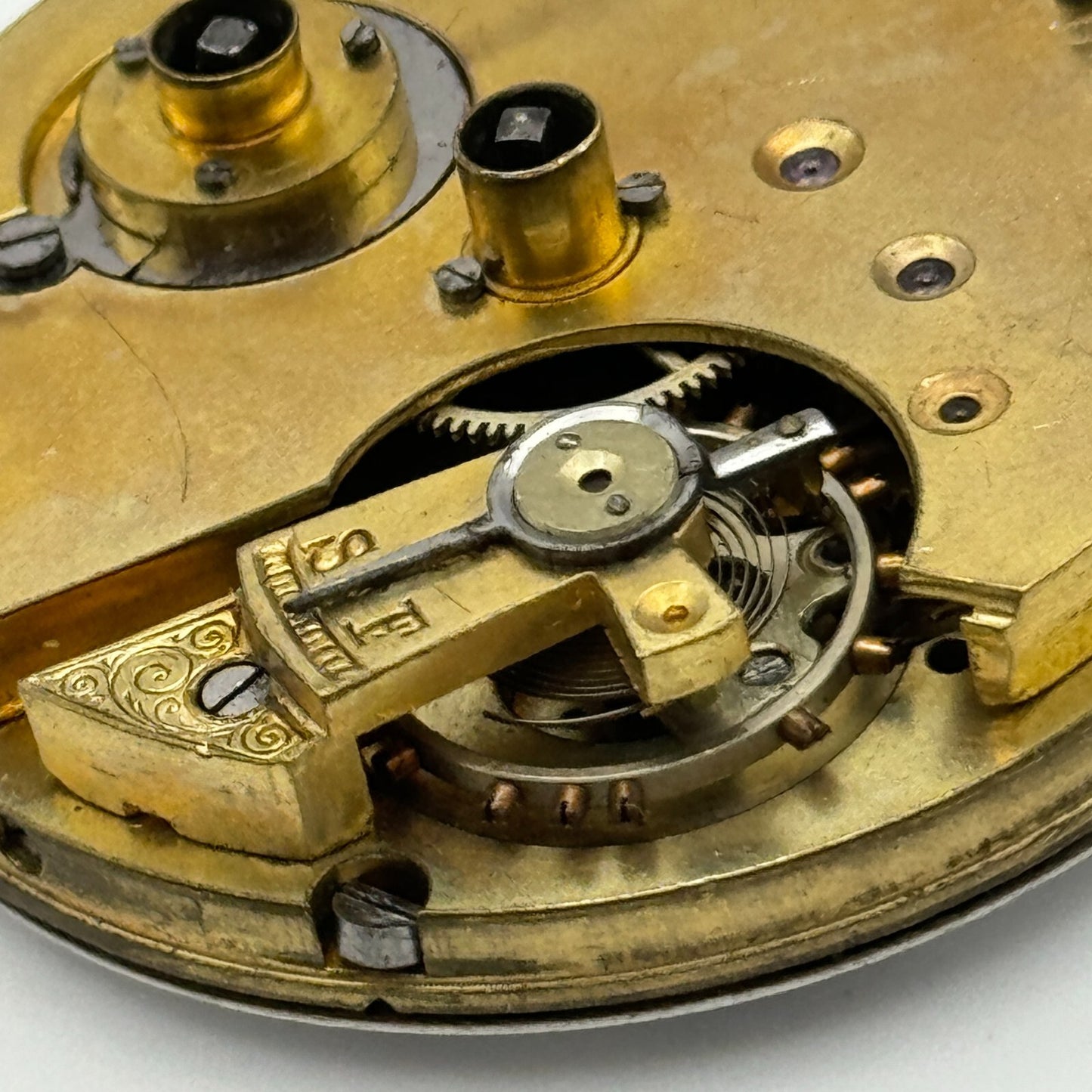 45mm Antique Non Magnetic Balance Intact Key Wound Pocket Watch Movement PARTS